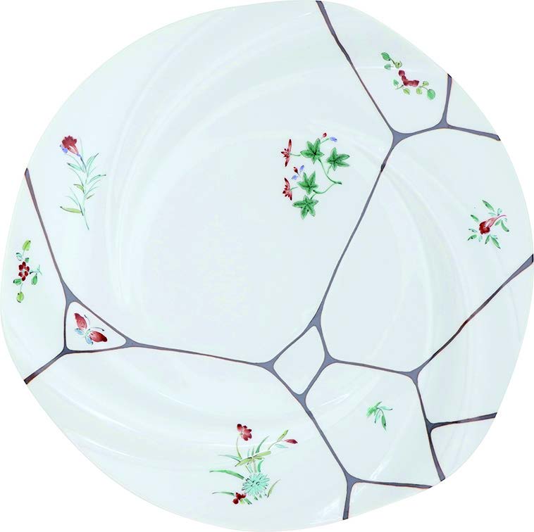 石垣紋錦色絵草花流線皿 | 有田焼・波佐見焼の陶磁器卸売専門店